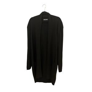 PJ Paul Jones Black Cardigan Sweater Long Line Long Sleeve Viscose Blend Classic